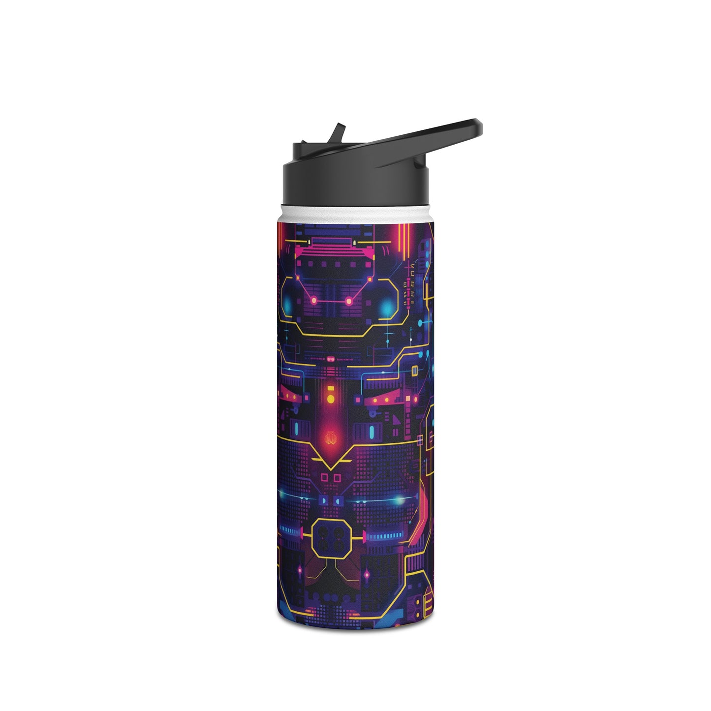 Cyberpunk Neon Vibran Pattern Stainless Steel Water Bottle with Twist-on Lid and Double-Wall Vacuum Insulation