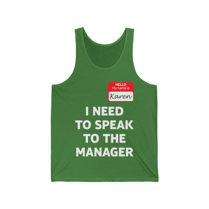 Funny Karen Halloween Costume Speak to The Manager Saying Tank Tops