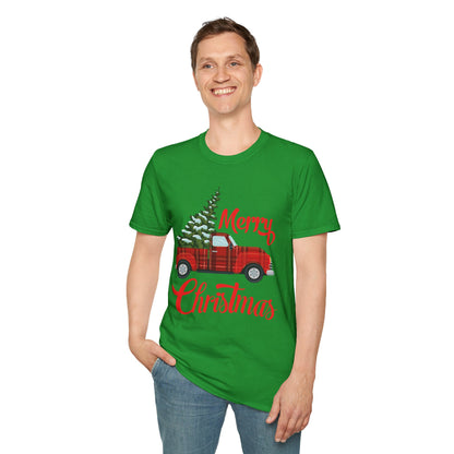 Merry Christmas Buffalo Plaid Red Truck Tree Xmas T-Shirt Men Women