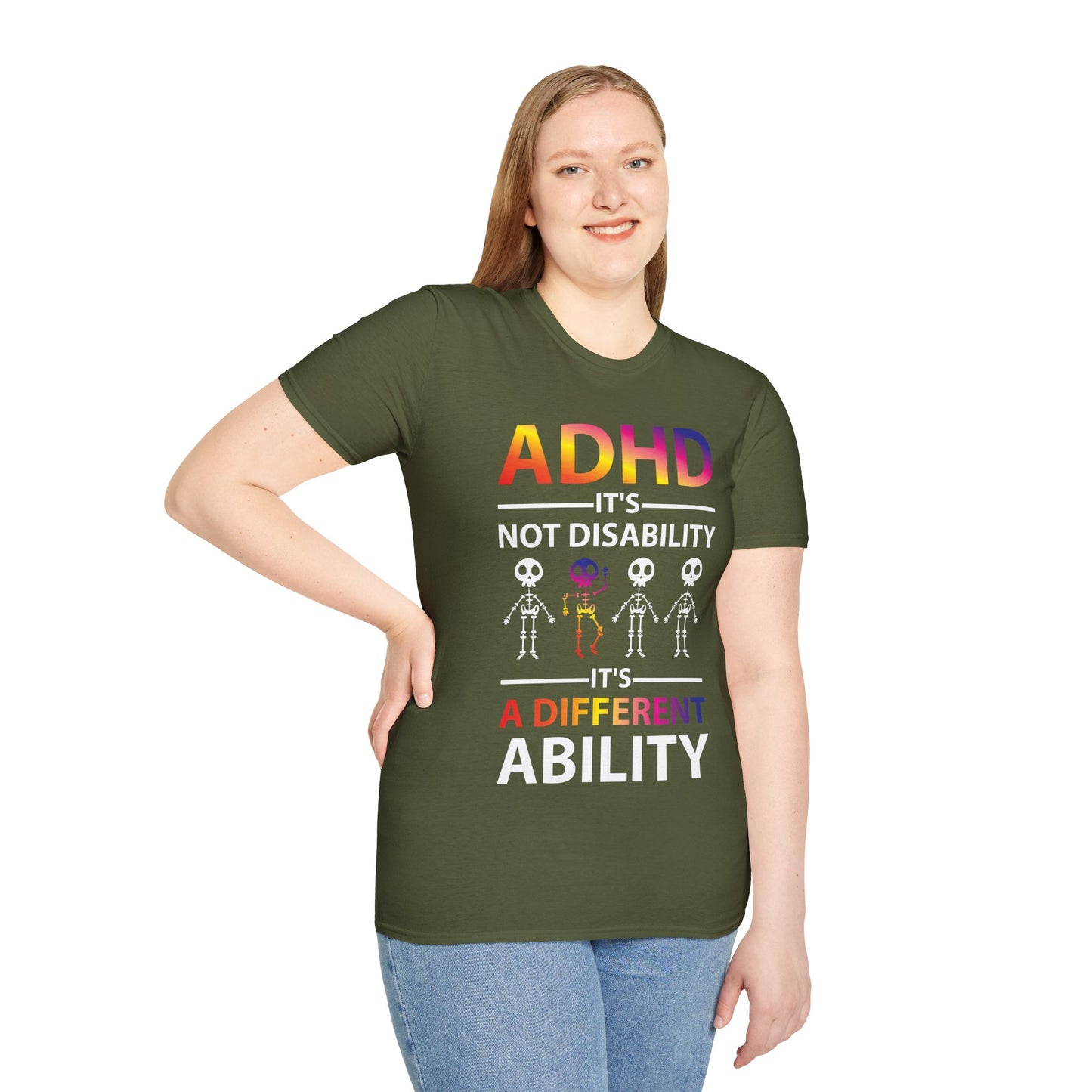 ADHD Its Not Disability Its A Different Ability Skeleton Retro T-Shirt Men Women