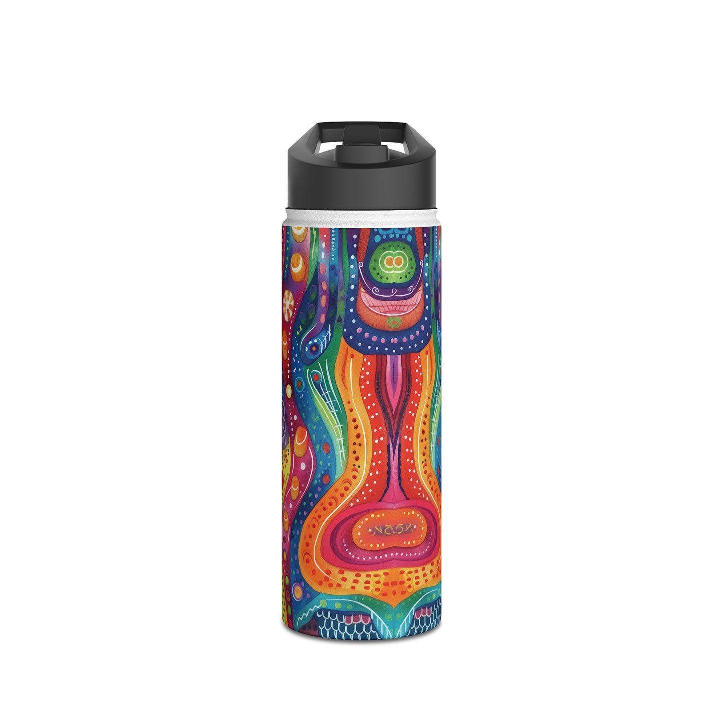 Abstract Rainbow Doodle Pattern Stainless Steel Water Bottle with Twist-on Lid and Double-Wall Vacuum Insulation