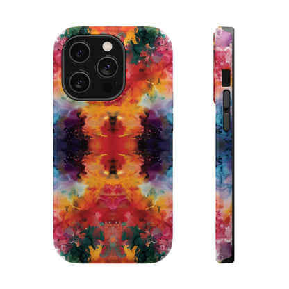 Tie-Dye Dream Vibrant Pattern iPhone 13 14 15 Pro Max Plus Case Compatible with MagSafe Tough Cases Protection, Magnetic Phone Case for iPhone  Classic Series