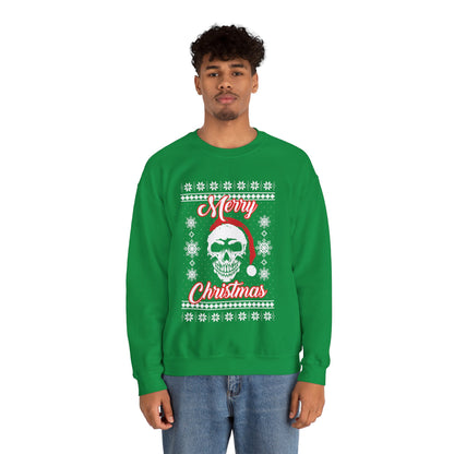 Merry Christmas Ugly Skull Holiday Xmas Jumper Crewneck Sweatshirt Sweater