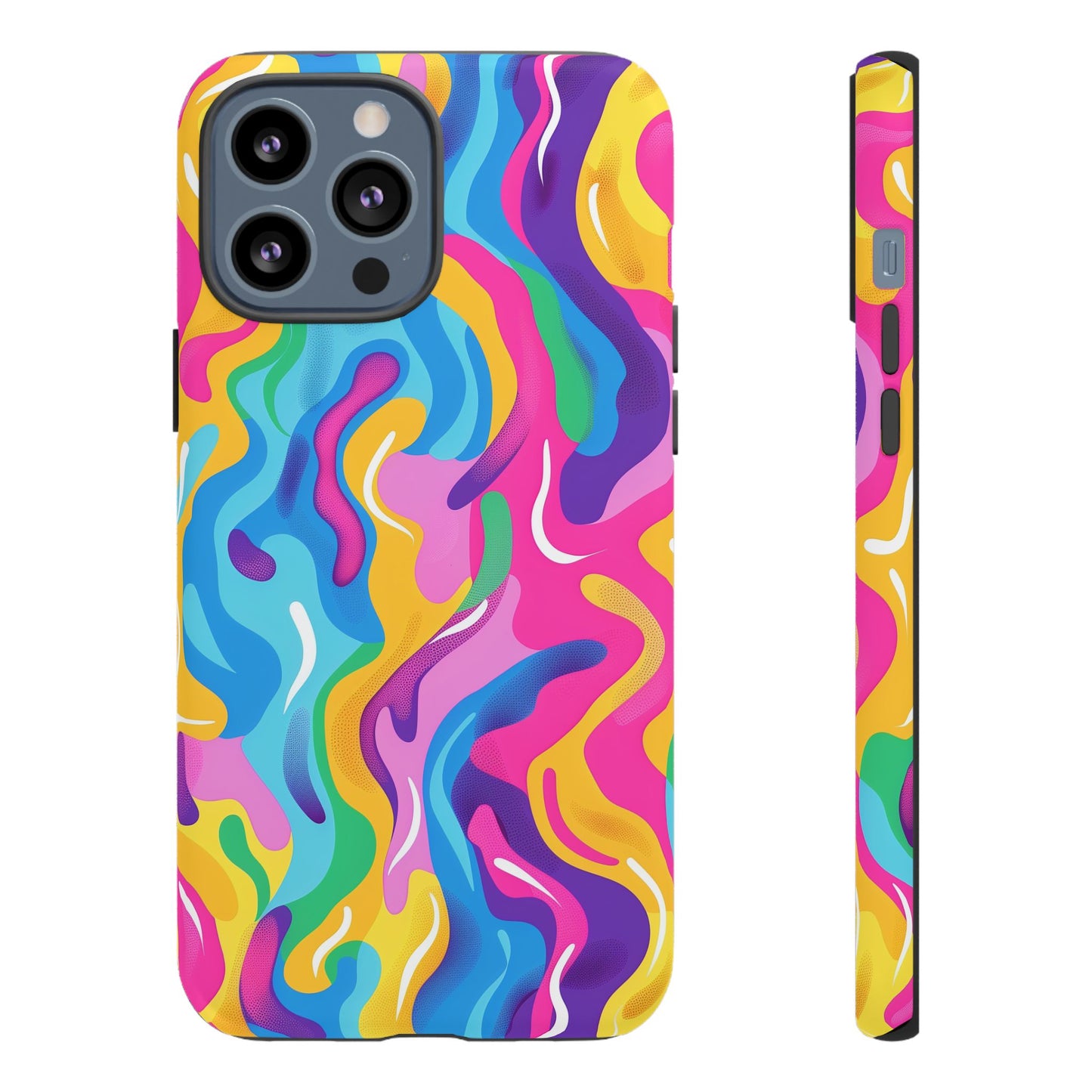 Rainbow Splash Pattern iPhone iPhone 13 14 15 16 Pro Max Plus Case Wireless Charging Compatible Tough Cases Protection, Magnetic Phone Case for iPhone Classic Series