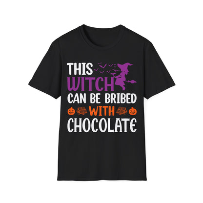 Funny Halloween This Witch Can Be Bribed With Chocolate Lovers Halloween Party T-Shirt Girls Women