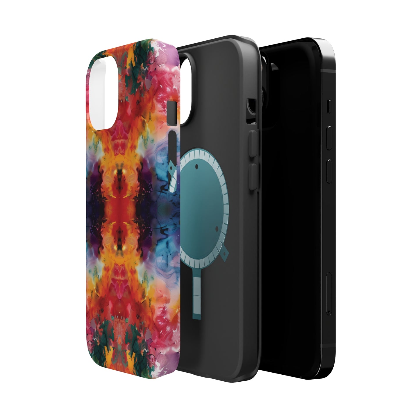 Tie-Dye Dream Vibrant Pattern iPhone 13 14 15 Pro Max Plus Case Compatible with MagSafe Tough Cases Protection, Magnetic Phone Case for iPhone  Classic Series