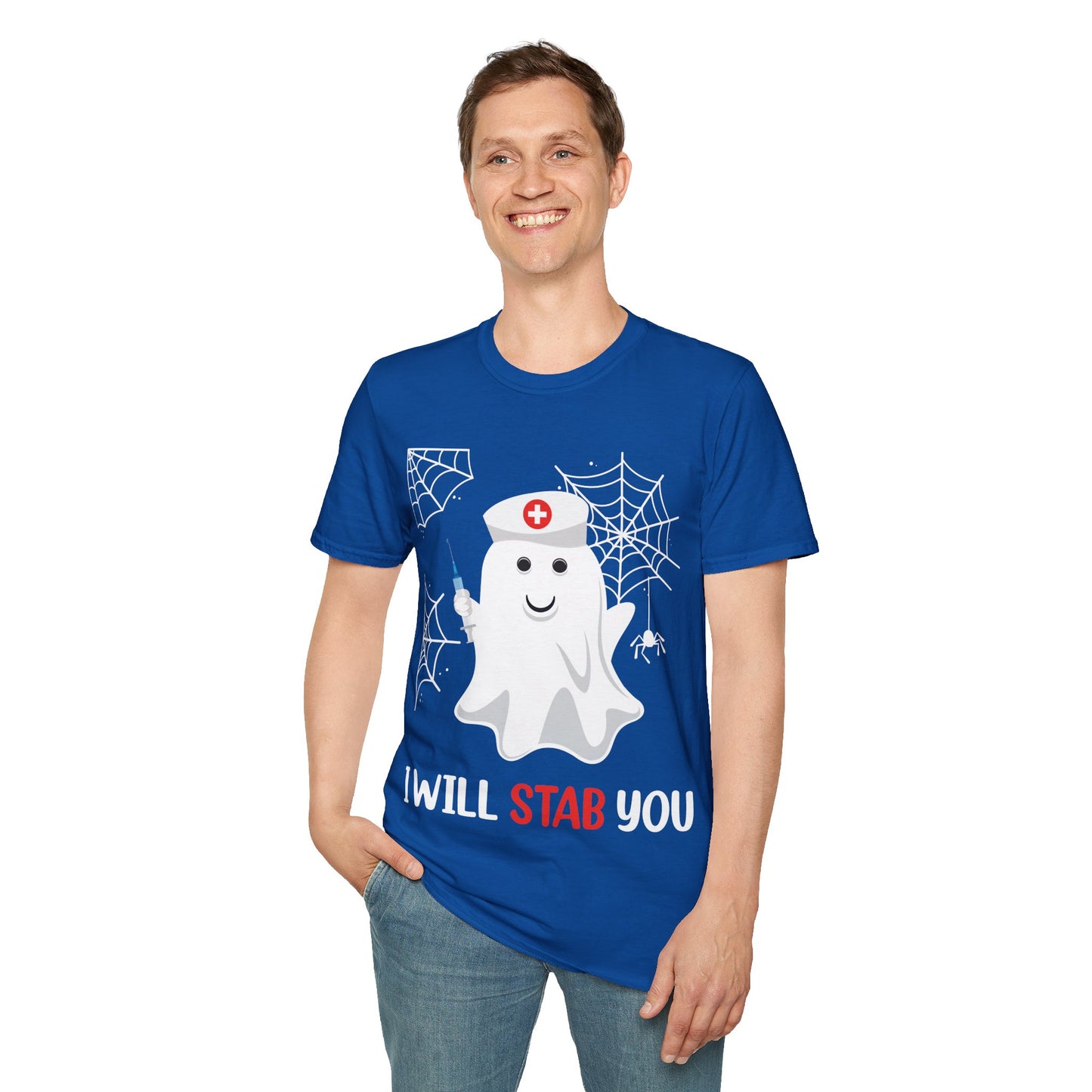 Funny Nurse Ghost I Will Stab You Shot Halloween Boo Women T-Shirt