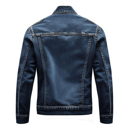 Mens Denim Jacket Comfortable Durable Jeans Flaps Slanted Front Pockets Lepal Trucker Jackets For Men