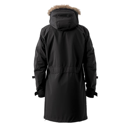 Mens Parkas Jacket Classic Parka Thigh-length Nylon Front Pockets Luxurious Removable Hood Winter Coat Warm Parka Jackets
