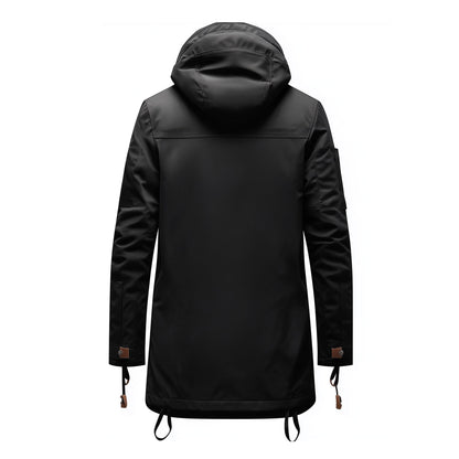 Mens Parkas Jacket Classic Parka Thigh-length Nylon Front Pockets Luxurious Removable Hood Winter Coat Black Warm Parka Jackets