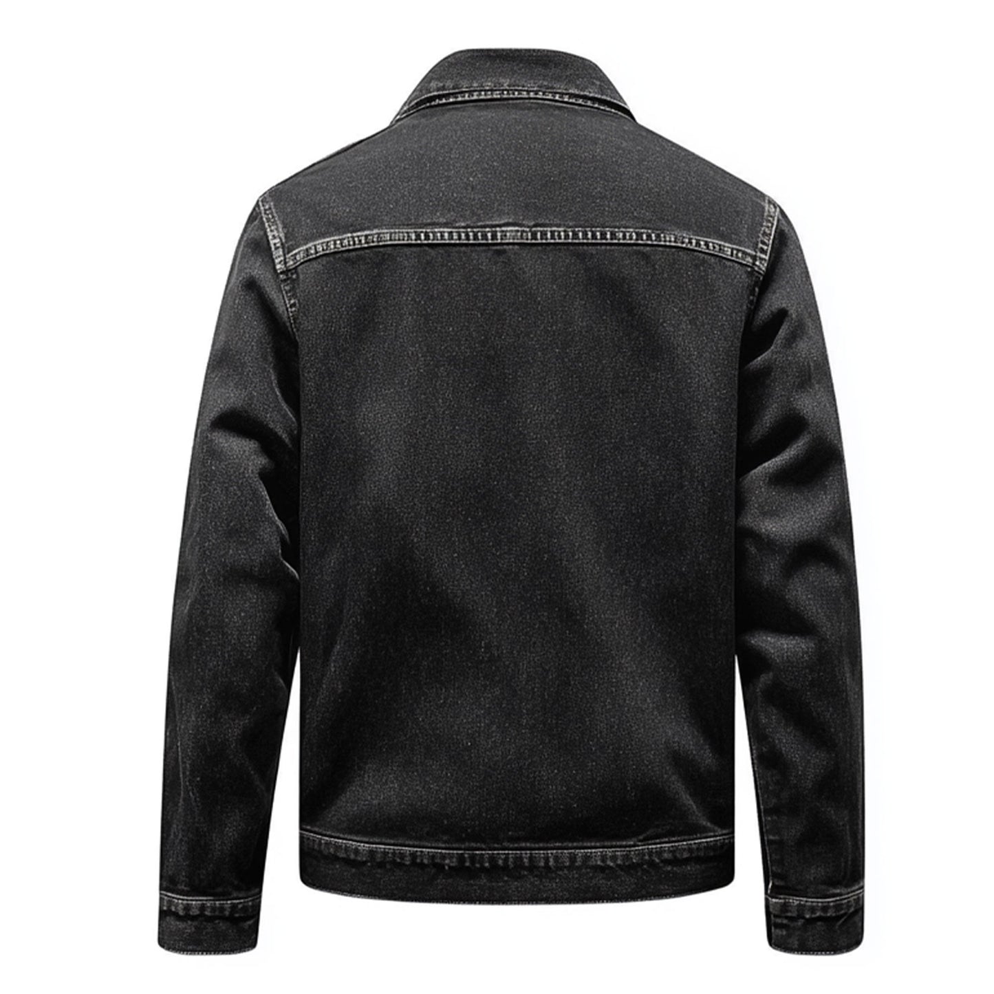 Mens Denim Jacket Black Distressed Comfortable Durable Jeans Flaps Slanted Front Pockets Lepal Trucker Jackets For Men
