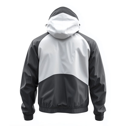 Mens Windbreaker Jackets White Contrast Lightweight Rain Protection Waterproof Nylon Hooded Windbreaker Jackets