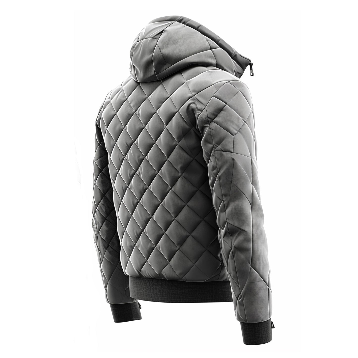 Mens Puffer Jacket with Hood Hip-Length Puffer Lightweight Grey Quilted Patterns Removable Hood Multiple Pockets Mens Puffer Jacket