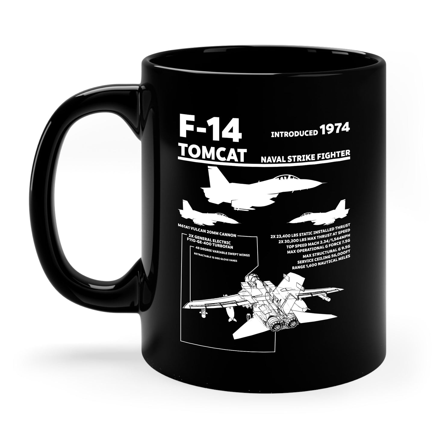 F-14 Tomcat Navy Fighter Jet Diagram Enthusiast Coffee Mug For Men Women