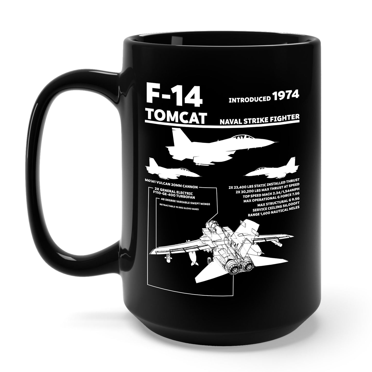 F-14 Tomcat Navy Fighter Jet Diagram Enthusiast Coffee Mug For Men Women