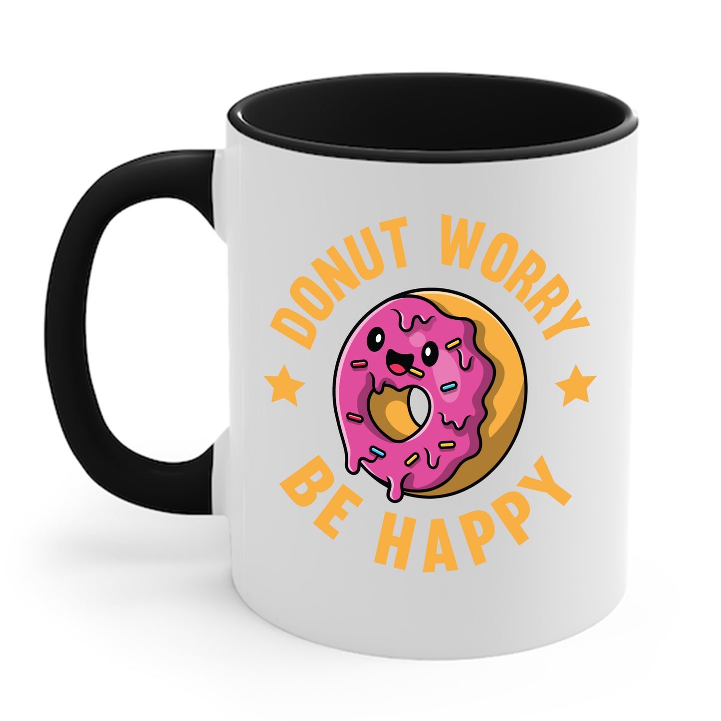 Funny Donut Worry Be Happy Foodie Donut Lovers Coffee Mug For Men Women