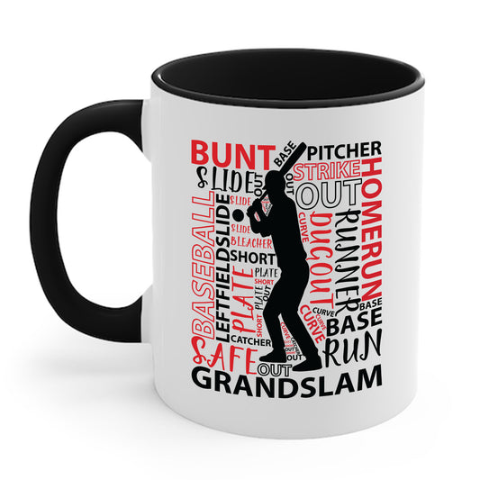 Baseball Typography Word Art Vintage Player Batter Coffee Mug For Men Women