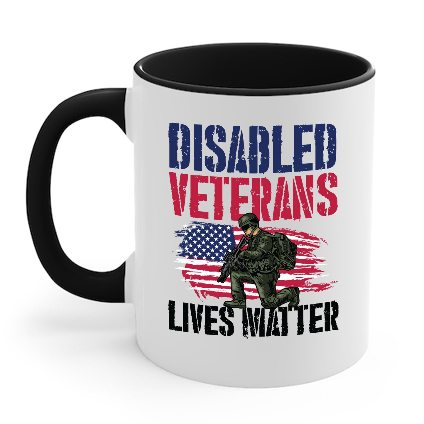 Disabled Veteran Lives Matter American US Flag Military Coffee Mug For Men Women