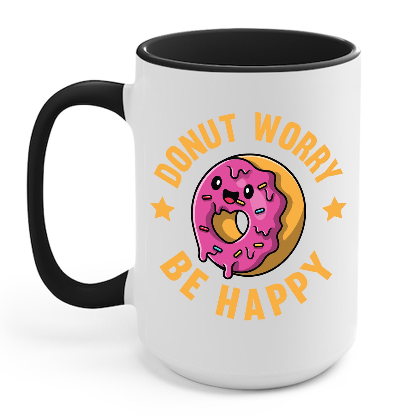 Funny Donut Worry Be Happy Foodie Donut Lovers Coffee Mug For Men Women