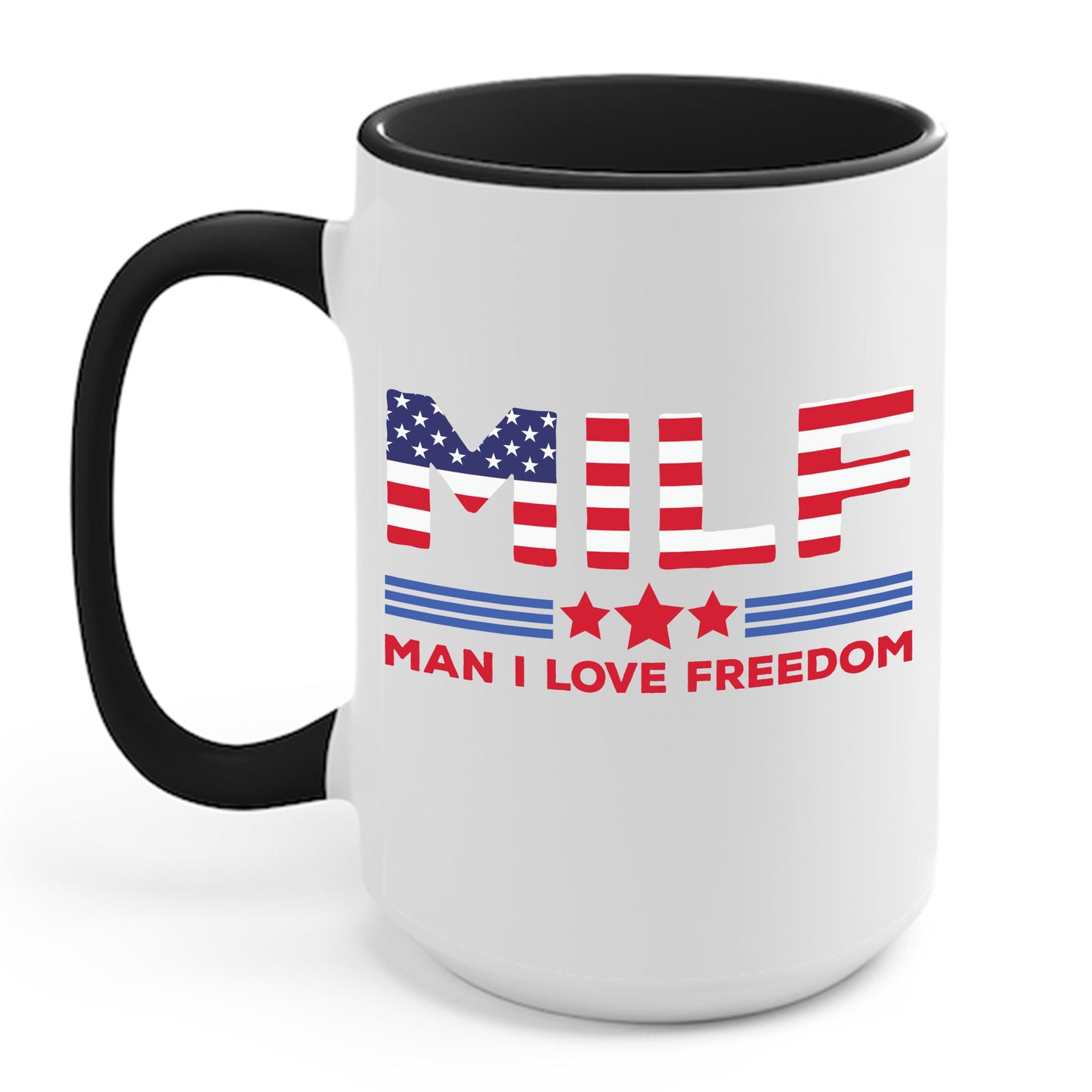 Funny MILF Man I Love Freedom Patriotic 4th Of July Funny Coffee Mug