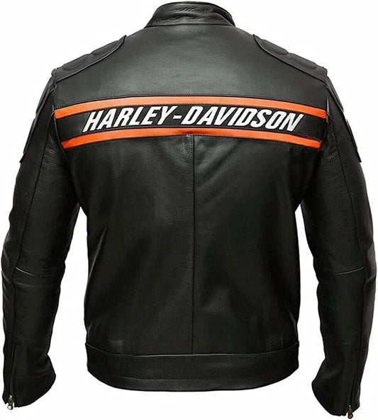Bill Goldberg Black Biker Harley Leather Jacket for Men HD Davidson Faux & Leather Motorcycle Jacket