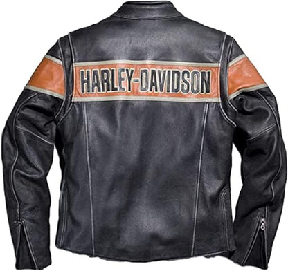 Top Grain Cowhide Vintage Victory Lane Black Biker Jacket Premium Leather Motorcycle Cafe Jacket