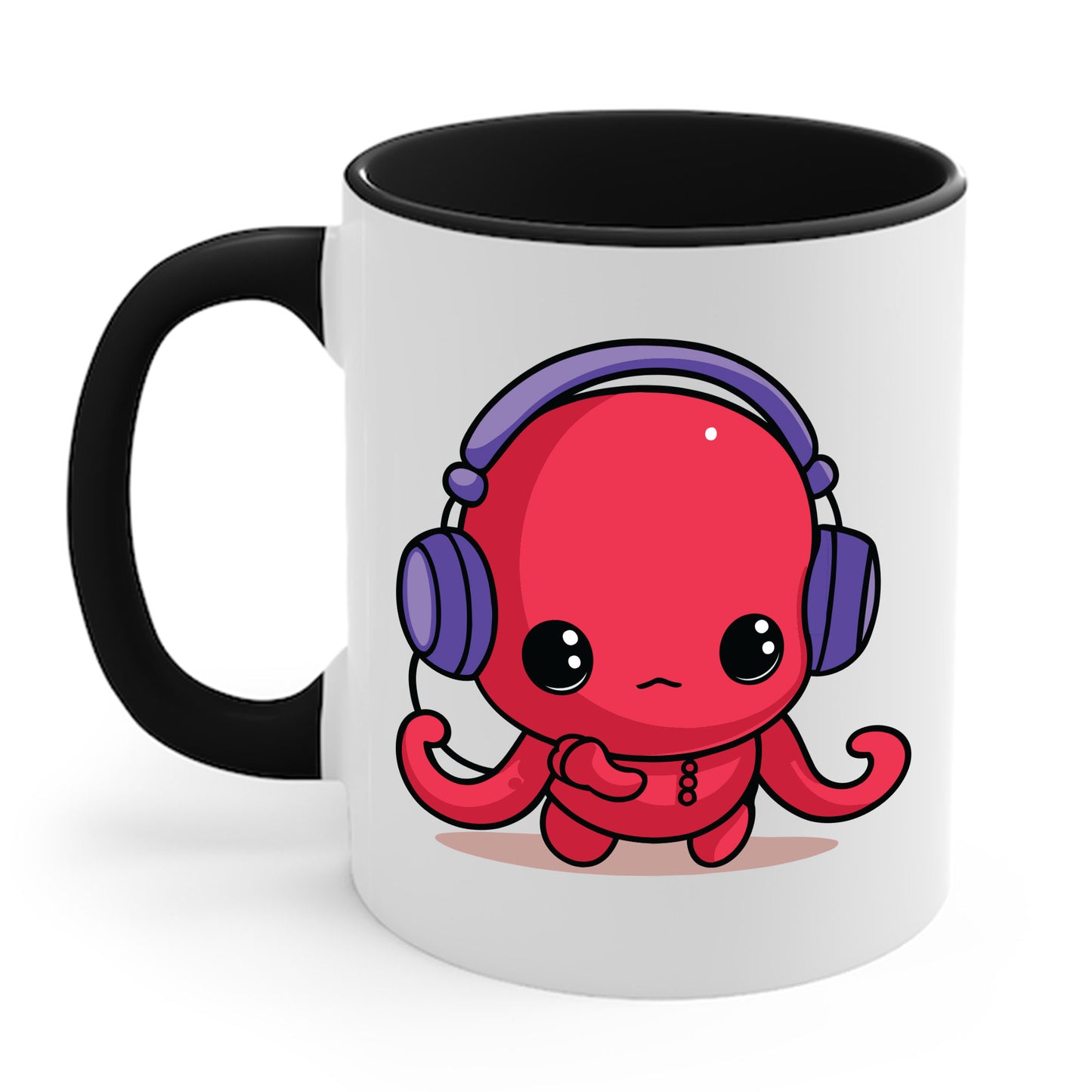 Cute Kawaii Octopus Cartoon Wearing Headphones Music Pop Coffee Mug For Men Women