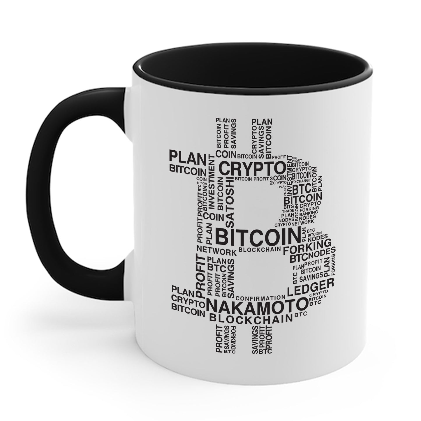 Bitcoin Word Cloud Crypto Blockchain Web 3 Cryptocurrency Coffee Mug For Men Women