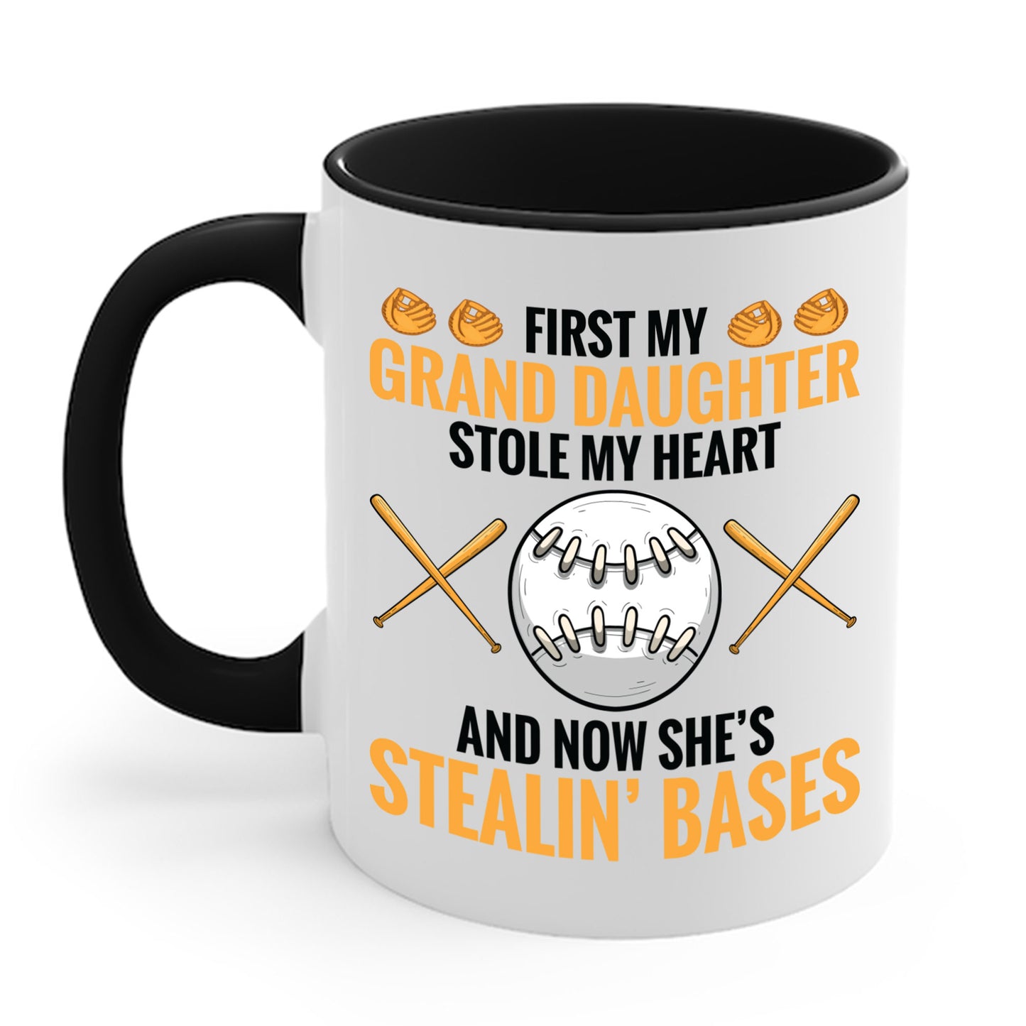 My Granddaughter Plays Softball Baseball Funny Grandparent Coffee Mug For Men Women