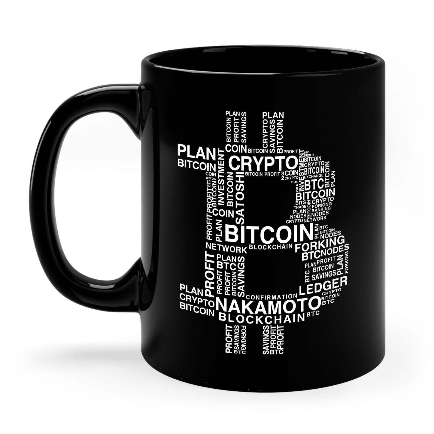 Bitcoin Word Cloud Crypto Blockchain Web 3 Cryptocurrency Coffee Mug For Men Women