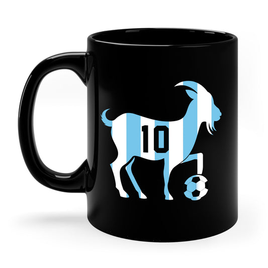 GOAT 10 Shirt for Men Women Kids  Goat Playing Football Funny Soccer Coffee Mug