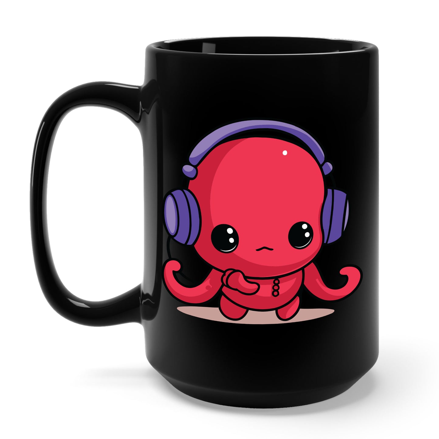 Cute Kawaii Octopus Cartoon Wearing Headphones Music Pop Coffee Mug For Men Women