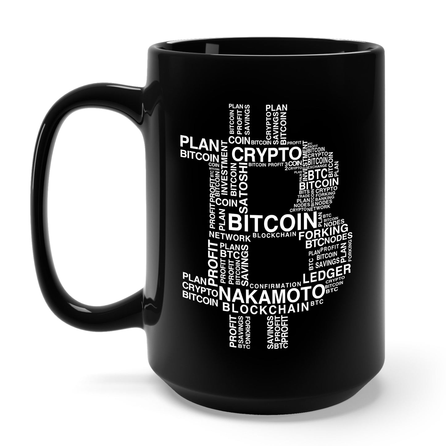 Bitcoin Word Cloud Crypto Blockchain Web 3 Cryptocurrency Coffee Mug For Men Women