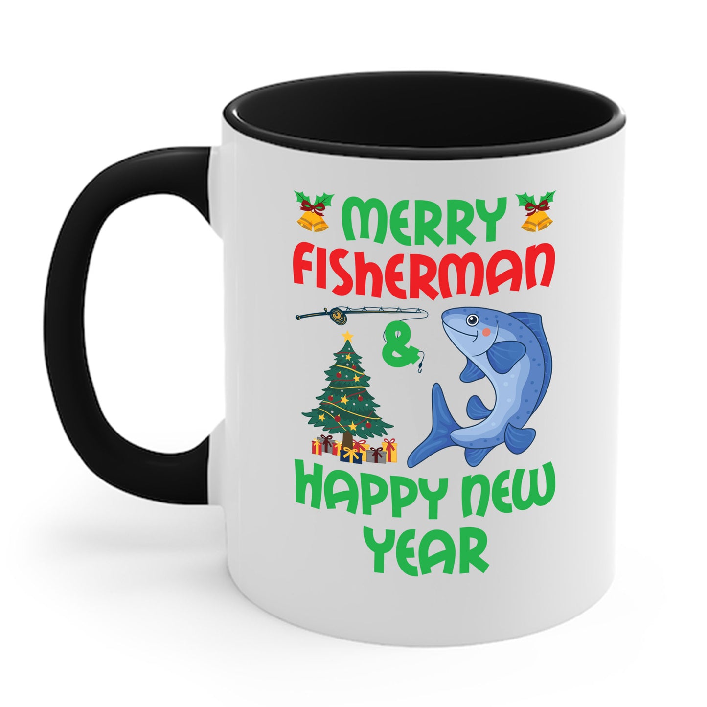 Funny Bass Fishing Merry Fishmas And Happy New Year Christmas Xmas Coffee Mug