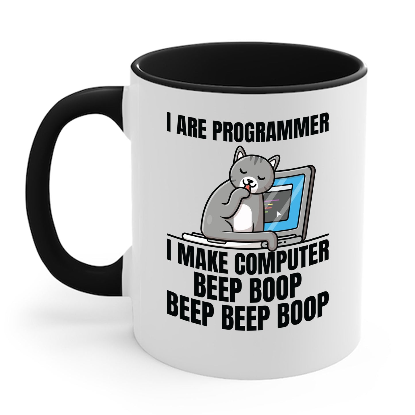 Funny I Are Programmer I Make Computer Beep Boop Cute Cat Coffee Mug For Men Women