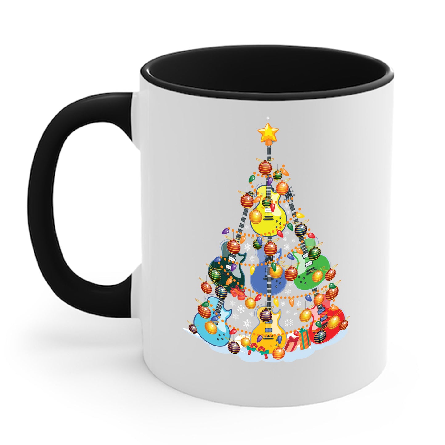 Cute Guitar Christmas Tree Music Stocking Stuffer Snow Coffee Mug For Men Women Kids