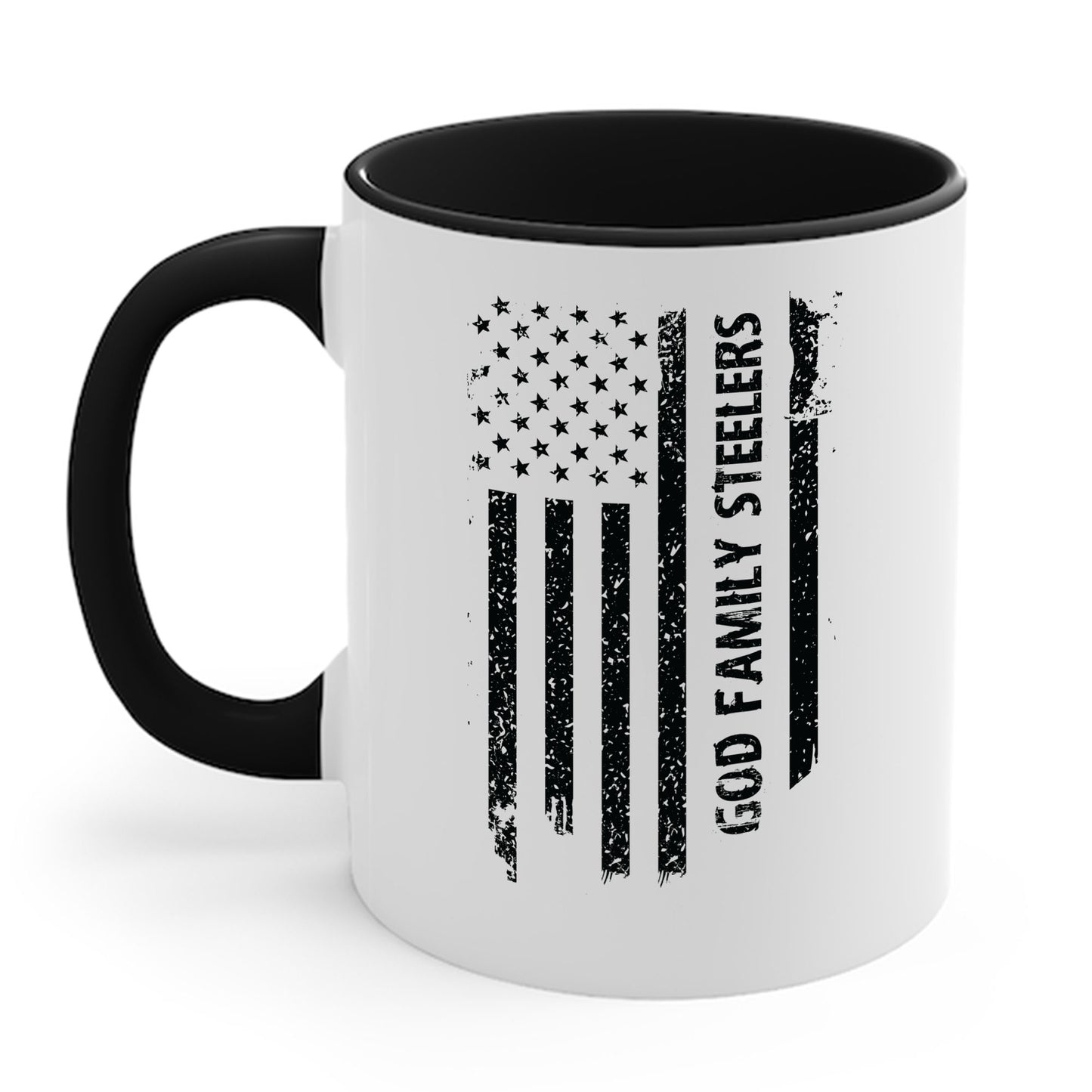 God Family Steelers Pro US American Flag Vintage Fathers Day Coffee Mug