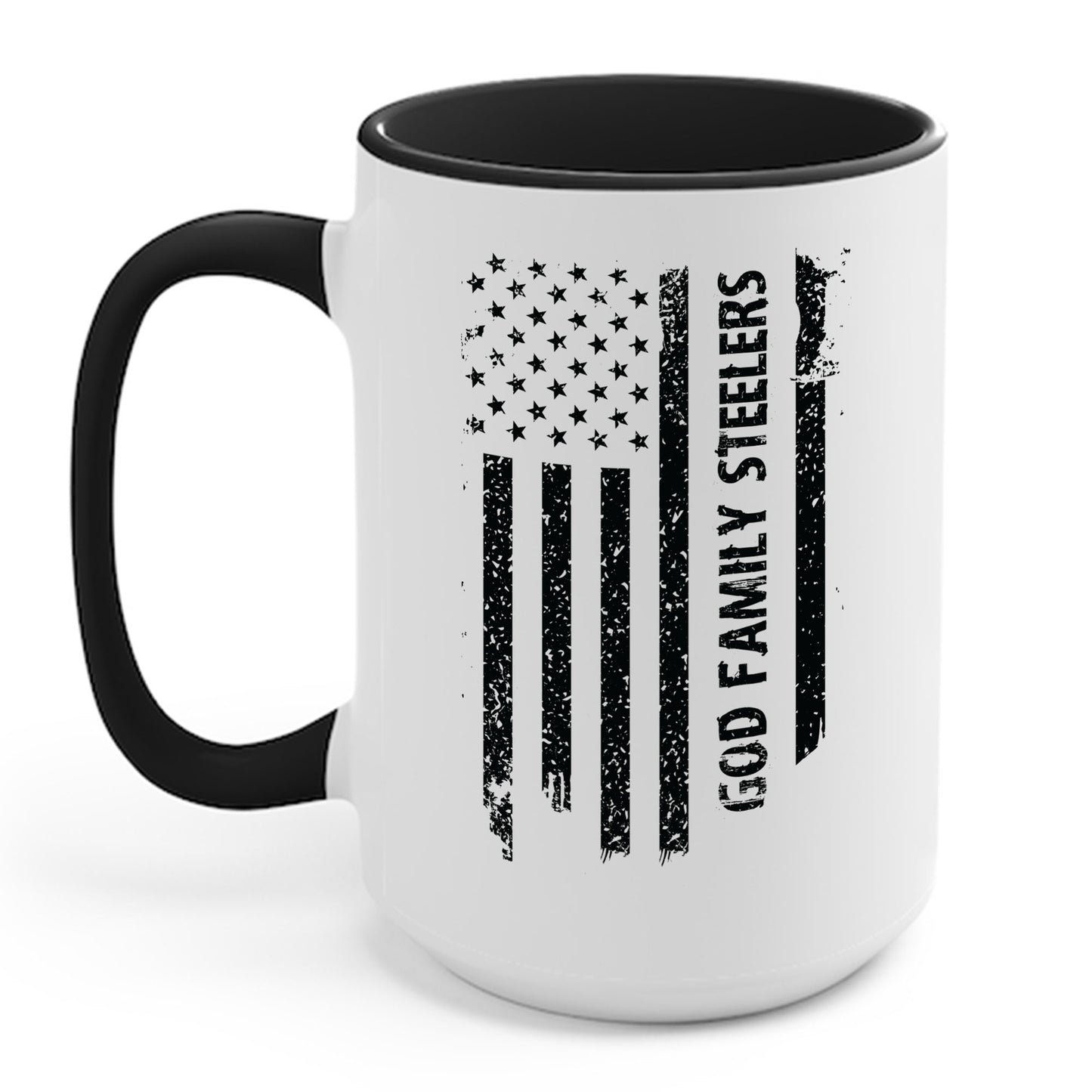 God Family Steelers Pro US American Flag Vintage Fathers Day Coffee Mug