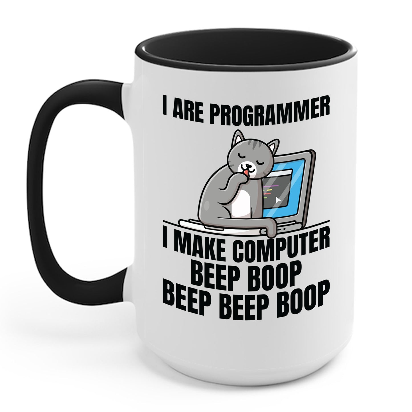 Funny I Are Programmer I Make Computer Beep Boop Cute Cat Coffee Mug For Men Women