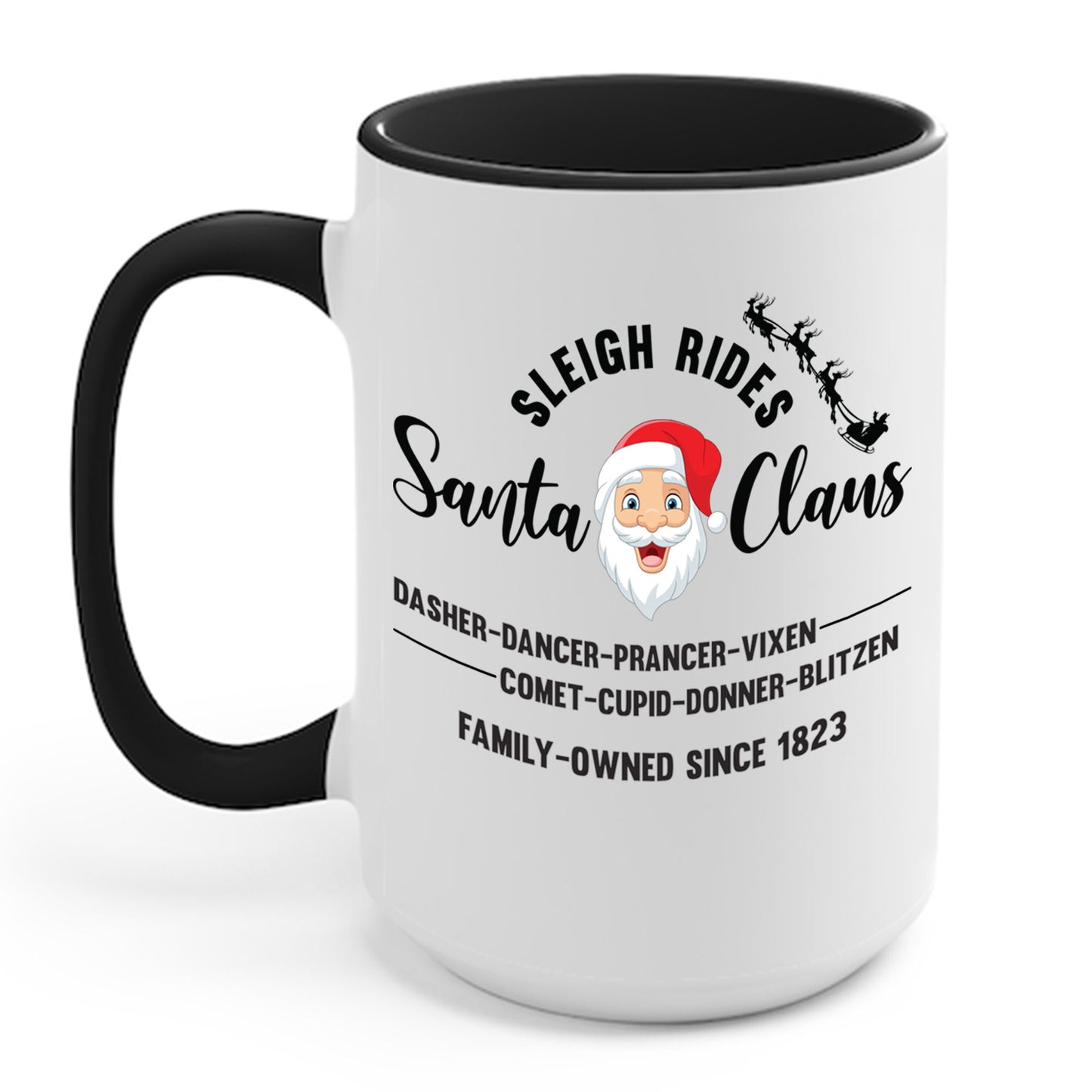 Vintage Santa Sleigh Rides Reindeer Retro Christmas Coffee Mug For Men Women