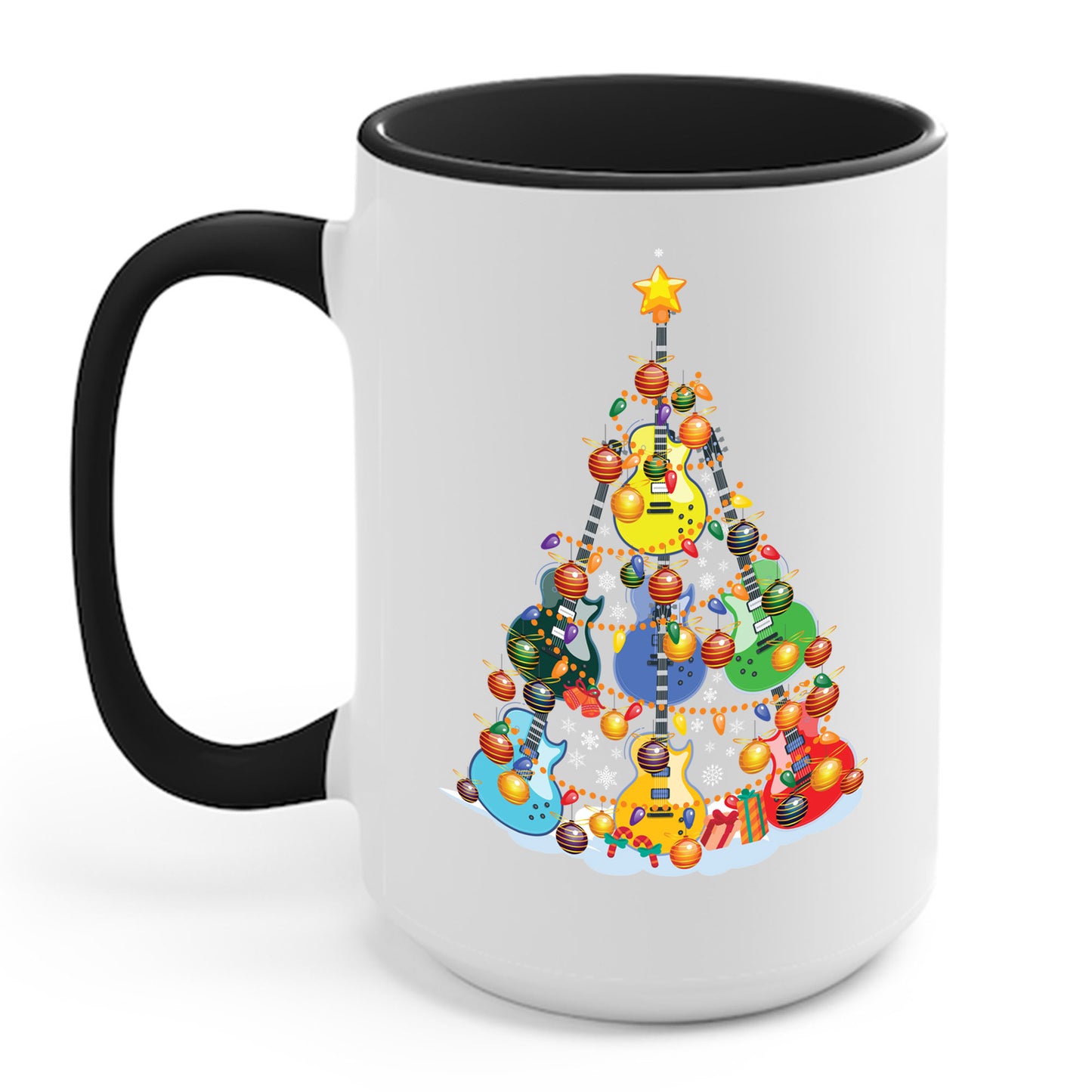 Cute Guitar Christmas Tree Music Stocking Stuffer Snow Coffee Mug For Men Women Kids