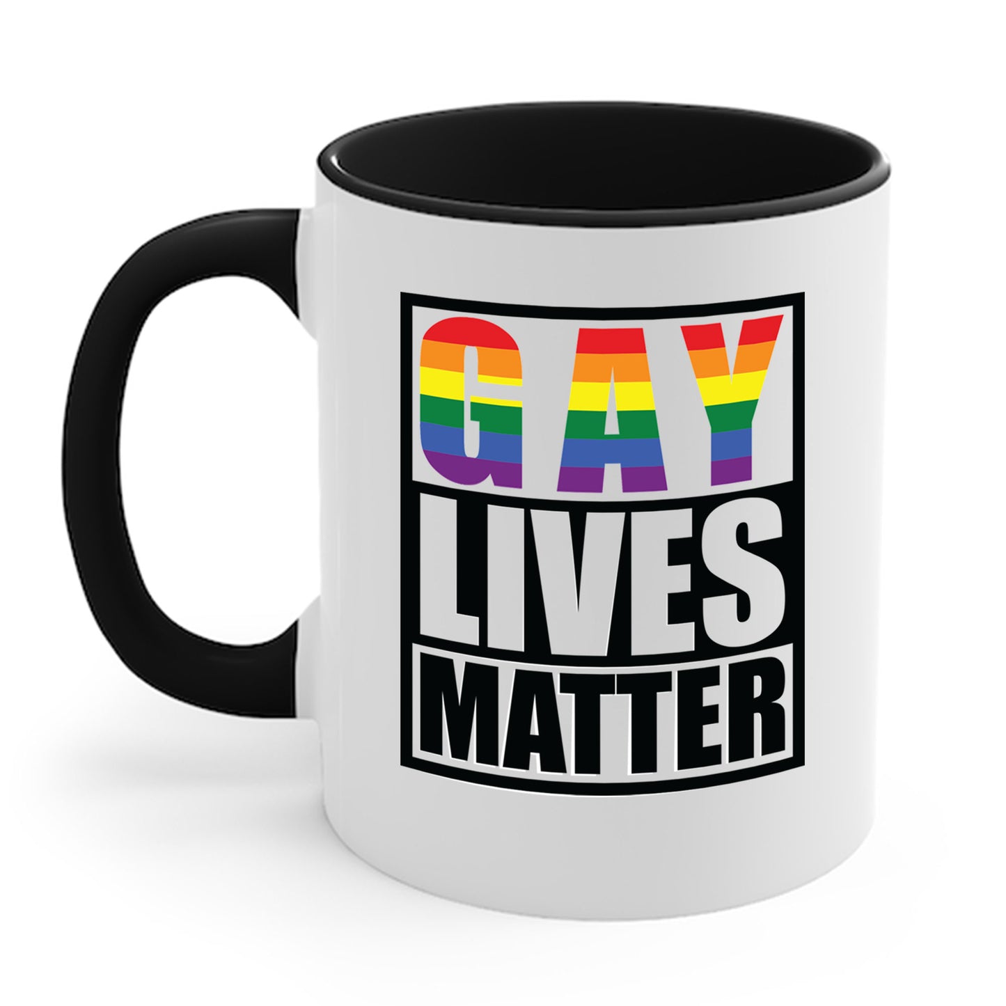 Gay Lives Matter LGBT-Q Rainbow Pride Flag Proud Ally Coffee Mug For Men Women