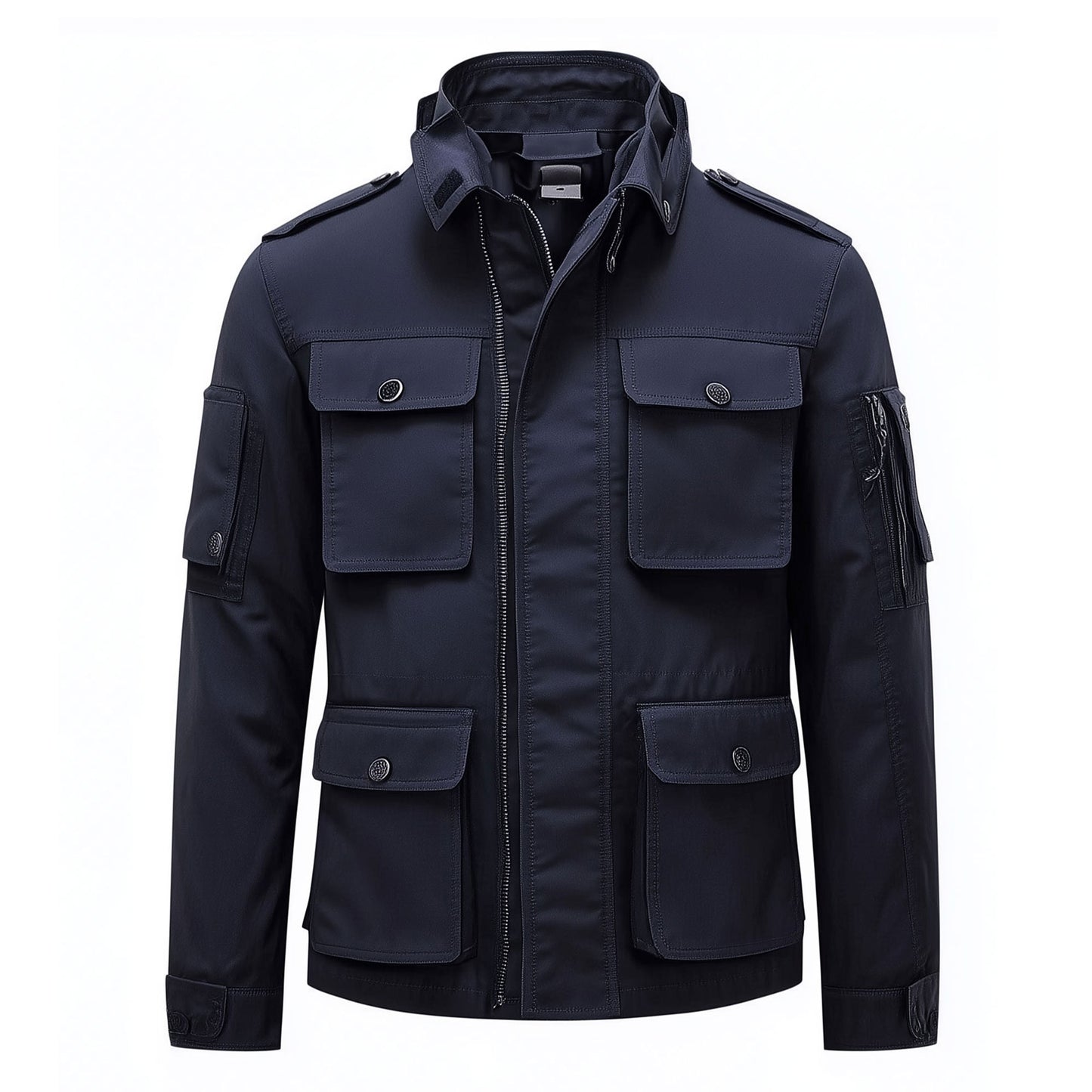 Mens Field Jacket Classic M-65 Field Jackets Deep Navy Hip-Length Large Exterior Pockets Hooded Outdoor Durable Materials Nylon Winter Jacket
