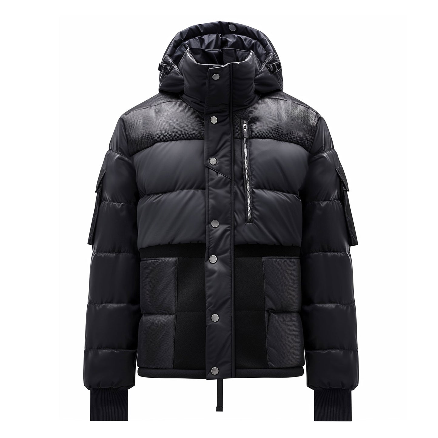 Mens Puffer Jacket with Hood Hip-Length Puffer  Lightweight Black Quilted Patterns Removable Hood Multiple Pockets Mens Puffer Jacket