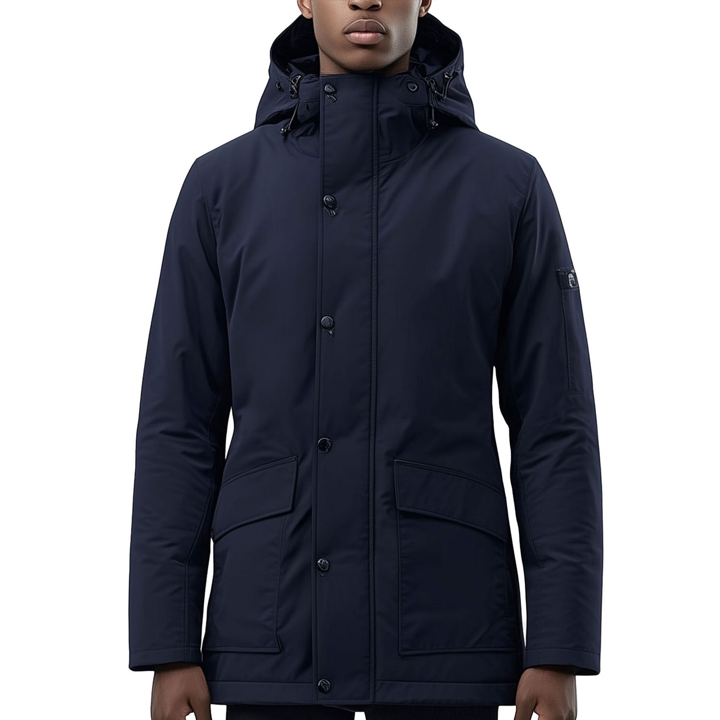 Mens Parkas Jacket Classic Down Parka Thigh-length Nylon Front Pockets Luxurious Removable Hood Winter Coat Warm Parka Jackets