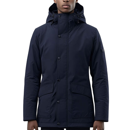 Mens Parkas Jacket Classic Down Parka Thigh-length Nylon Front Pockets Luxurious Removable Hood Winter Coat Warm Parka Jackets