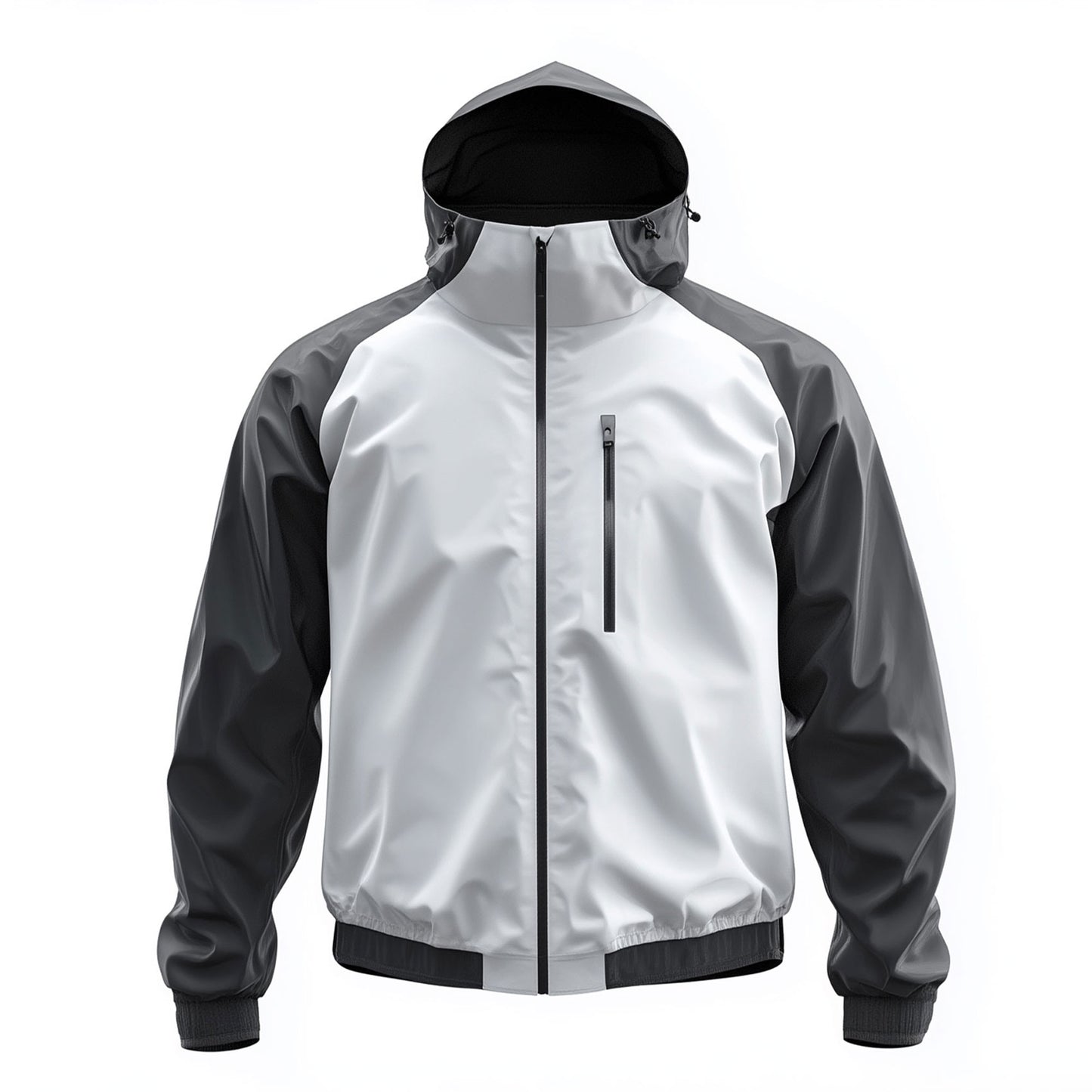Mens Windbreaker Jackets White Contrast Lightweight Rain Protection Waterproof Nylon Hooded Windbreaker Jackets