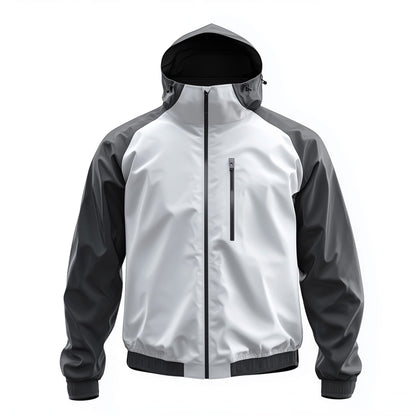 Mens Windbreaker Jackets White Contrast Lightweight Rain Protection Waterproof Nylon Hooded Windbreaker Jackets