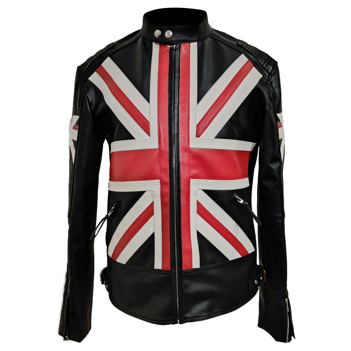 Men Union Jack Leather Jacket Casual Motorcycle Sheepskin Coat With UK Flag Genuine Leather Jackets