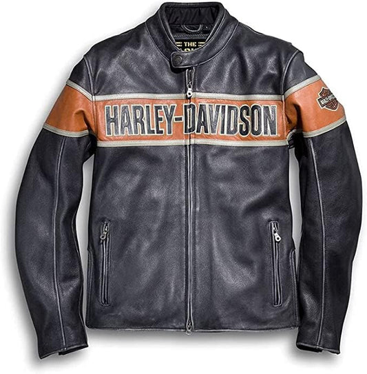 Top Grain Cowhide Vintage Victory Lane Black Biker Jacket Premium Leather Motorcycle Cafe Jacket